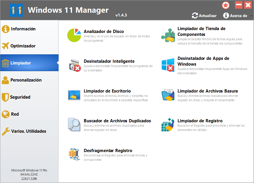 Limpiador Yamicsoft Windows 11 Manager
